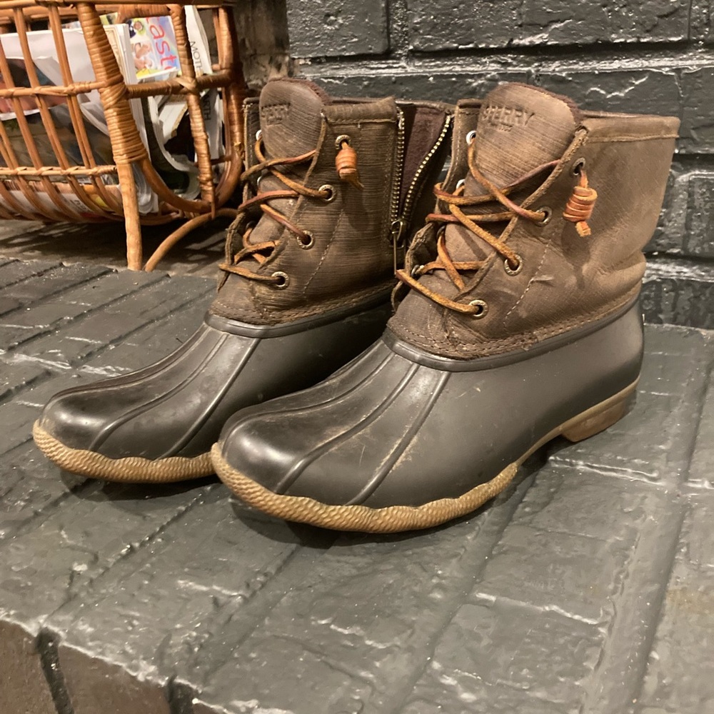 Sperry Womens Saltwater Boots - tan/dark brown - 7.5 Rain & Duck Boots